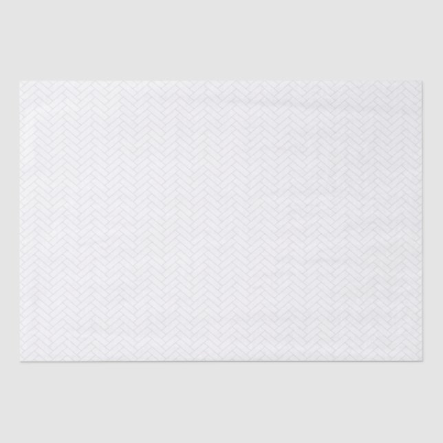 Classic White Gray Herringbone Pattern Tissue Paper (Front)