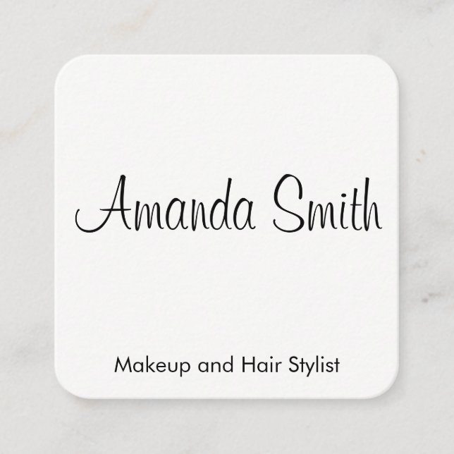 Classic White Grey | Minimal Square Business Card (Front)
