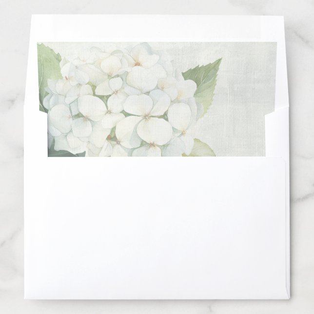 Classic White Hydrangea Floral Envelope Liner (In Envelope)