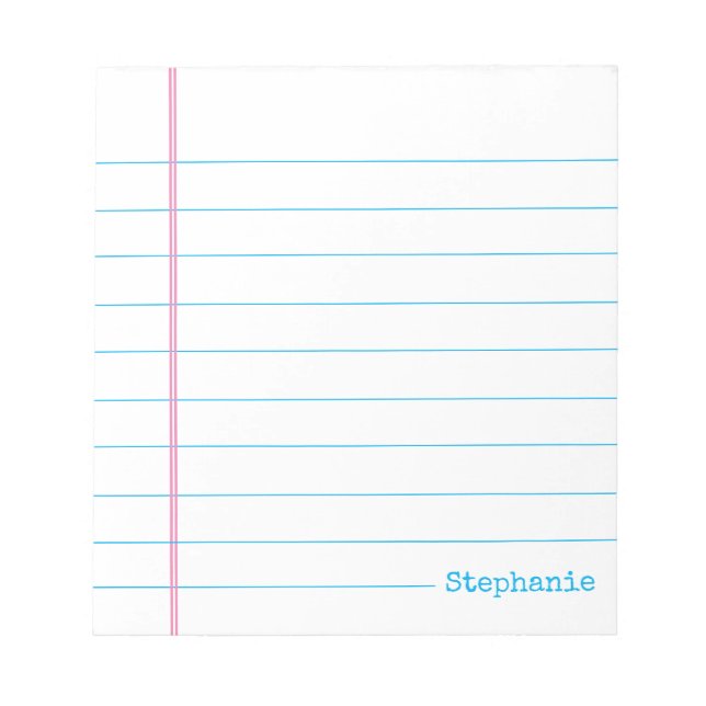 Classic White Legal 5.5 x  6 With Name  Notepad (Front)