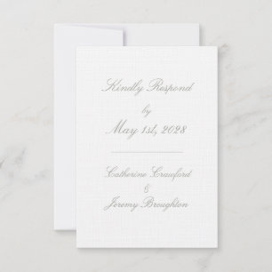 Classic White Linen Wedding Script Mail In RSVP Card