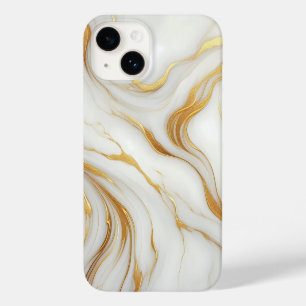 Classic White Marble iPhone 14 Case with Gold Vein