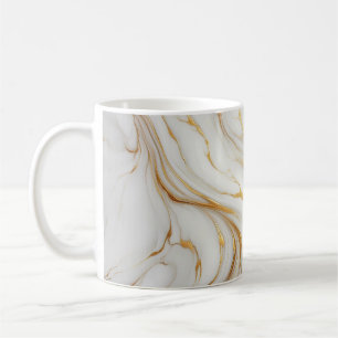 Classic White Marble Mug with Gold Veins