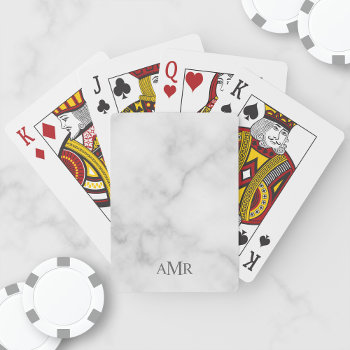Classic White Marble Personalized Monogram Playing Cards by manadesignco at Zazzle