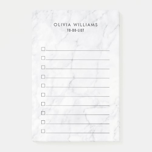 Classic White Marble To_Do List Post_it Notes