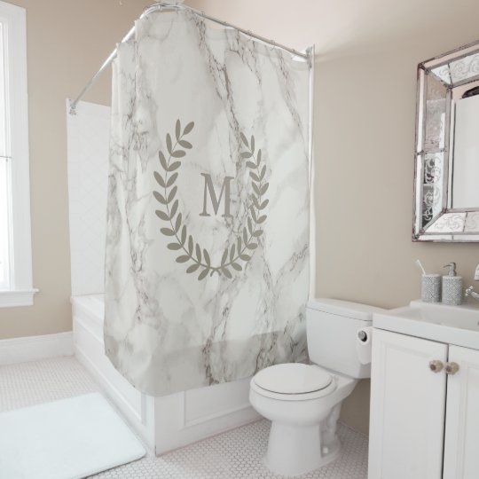 Clic White Marble With Taupe Laurels Custom Shower Curtain Clic White Marble With Taupe Laurels Custom Shower Curtain