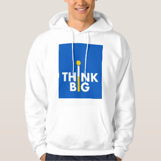 "Classic White Men's Hoodie with 'Think Big' Logo 