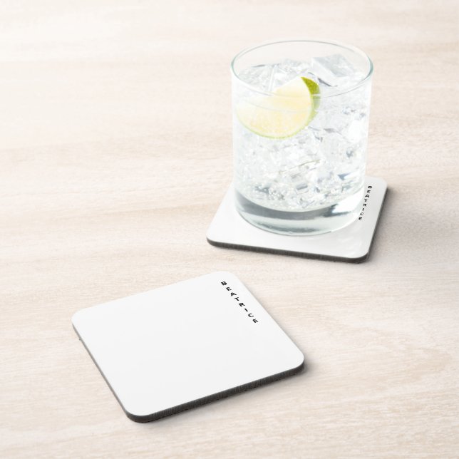 Classic White Minimal Black Bold Vertical Name Beverage Coaster (Right Side)