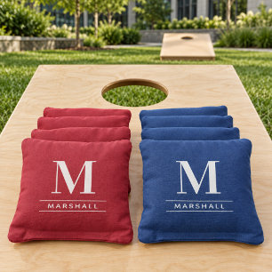 Classic White Monogram Wedding Family Cornhole Bags