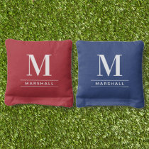 Classic White Monogram Wedding Family Cornhole Bags