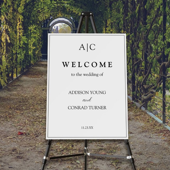 Classic White Monogram Wedding Welcome Foam Board (Creator Uploaded)