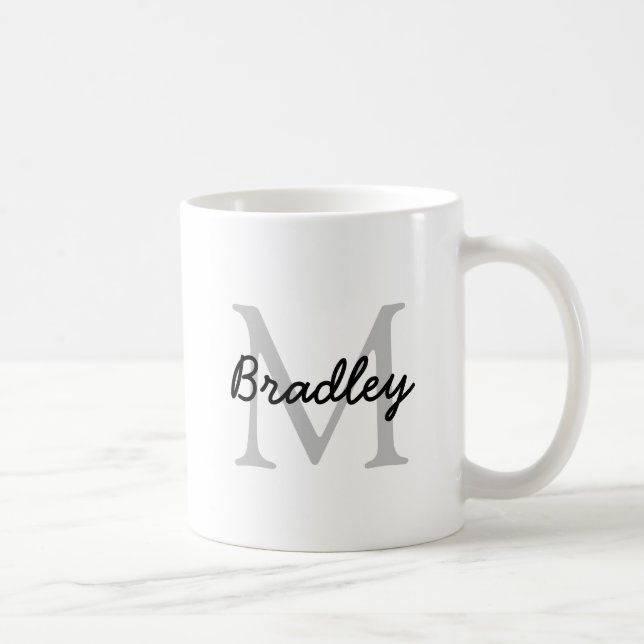 Classic White Mug with Slate Gray Monogram (Right)