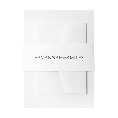 Classic White Names Elegant Simple Invitation Belly Band