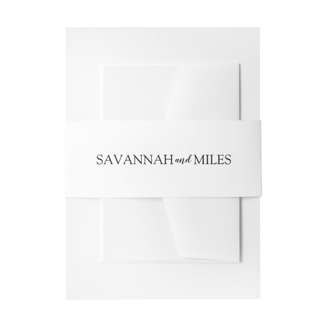 Classic White Names Elegant Simple Invitation Belly Band (Front Example)