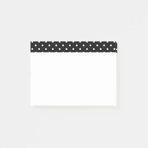 Classic White on Black Polka Dot Pattern Trimmed Post_it Notes
