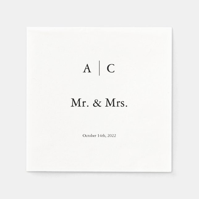 Classic White Personalized Wedding Cocktail Napkin (Front)