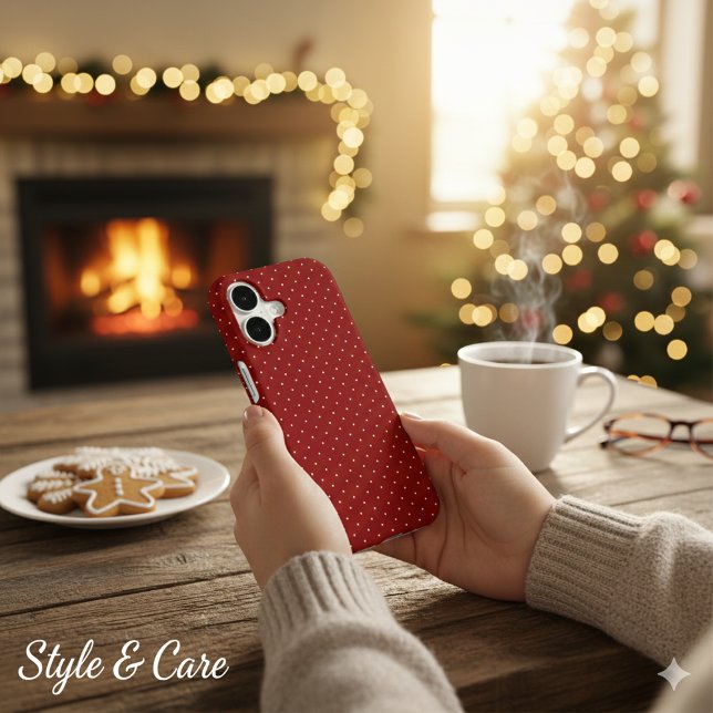 Classic White Polka Dot Deep Red Protective Case-Mate iPhone Case (Classic White Polka Dot Deep Red Protective Case-Mate iPhone Case)