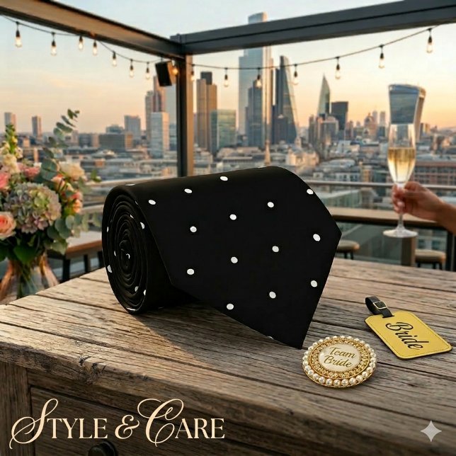 Classic White Polka Dot Pattern Black Formal Neck Tie (Classic White Polka Dot Pattern Black Formal Neck Tie)