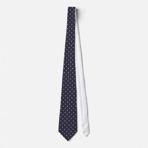 Classic white polka dots in dark blue background neck tie