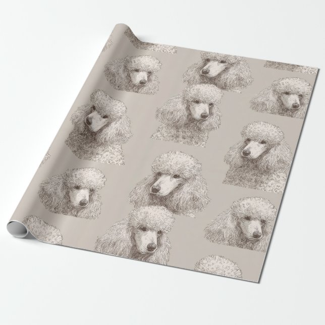 Classic White Poodle Portrait Wrapping Paper (Unrolled)
