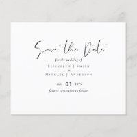 Classic White Save the Date Budget Wedding