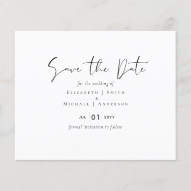 Classic White Save the Date Budget Wedding