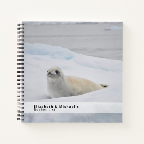 Classic White Seal Winter Snow BUCKET LIST CUSTOM Notebook
