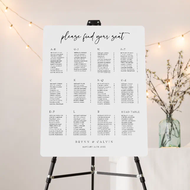 Classic White Seating Chart Wedding Table Sign | Zazzle