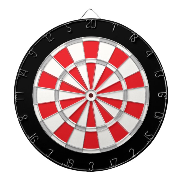 Classic White, Silver, Red, And Black Dartboard (Front)