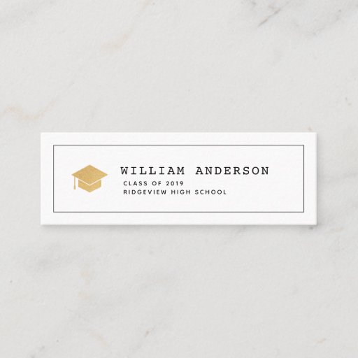 Customizable Classic White SImple Graduation Insert Name Card