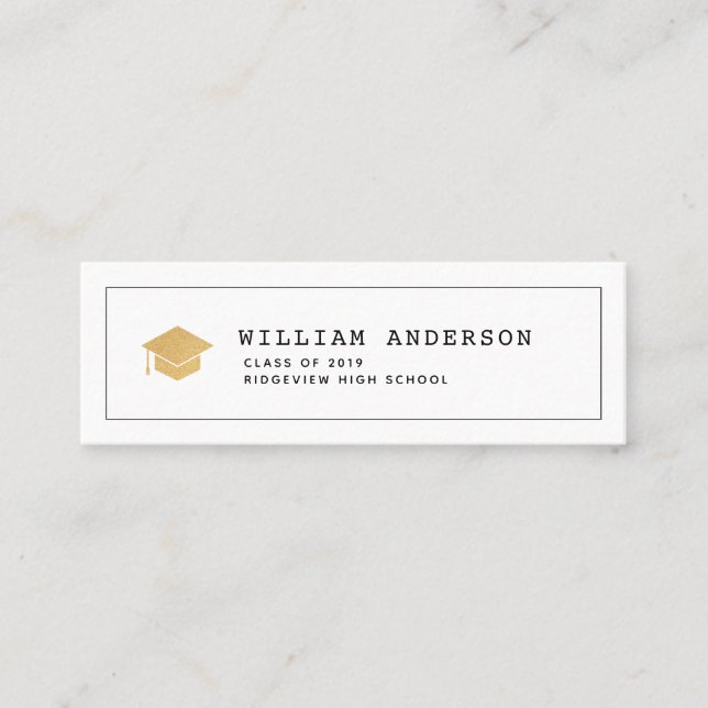 Classic White SImple Graduation Insert Name Card (Front)