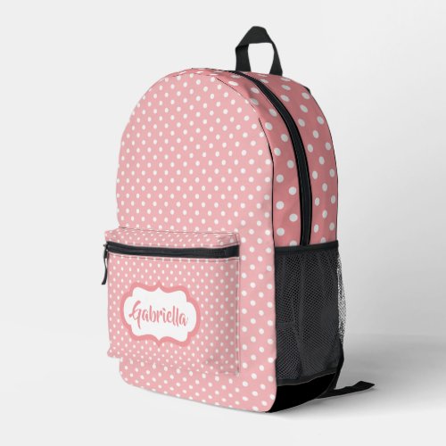 Classic White Swiss Polka Dots On Peach Blush Pink Printed Backpack