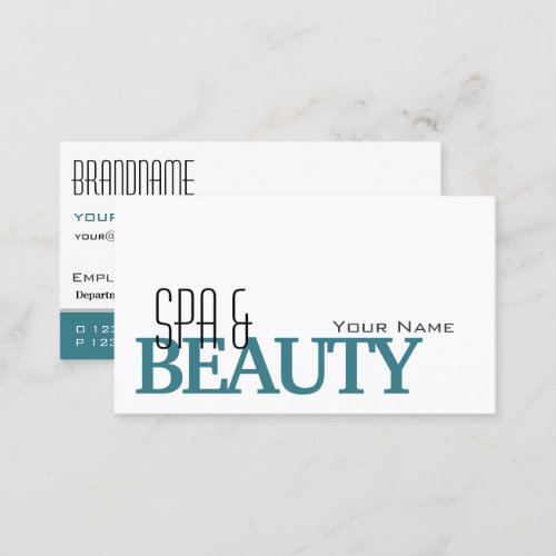 Classic White Teal Stylish Simple and Professional Business Card