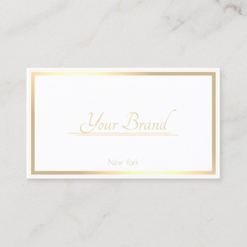 Classic White Trendy Golden Frame Every Business _ Business Card