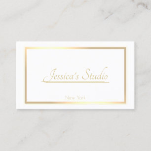 Classic White Trendy Golden Frame Every Business - Business Card