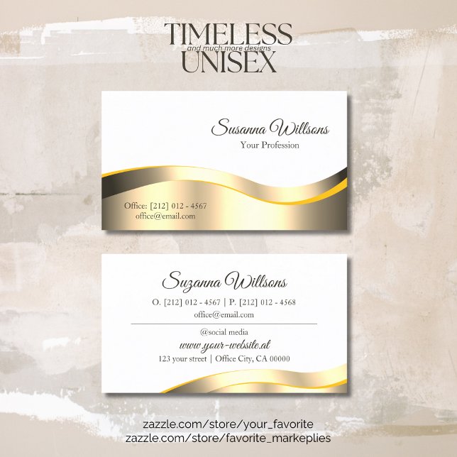 Classic White Wavy Gold Decor Inspiration and New Business Card (Creator Uploaded)