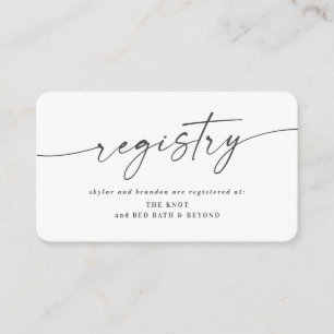 Classic White Wedding Shower Gift Registry Enclosure Card