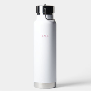 Classic White with Pink Monogram Water Bottle