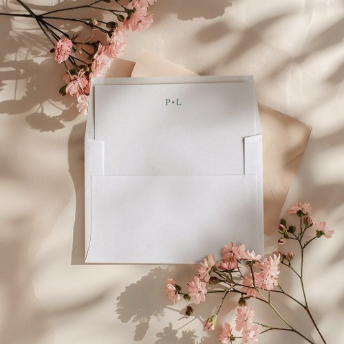 Classic White with Sage Green Monogram Envelope Liner