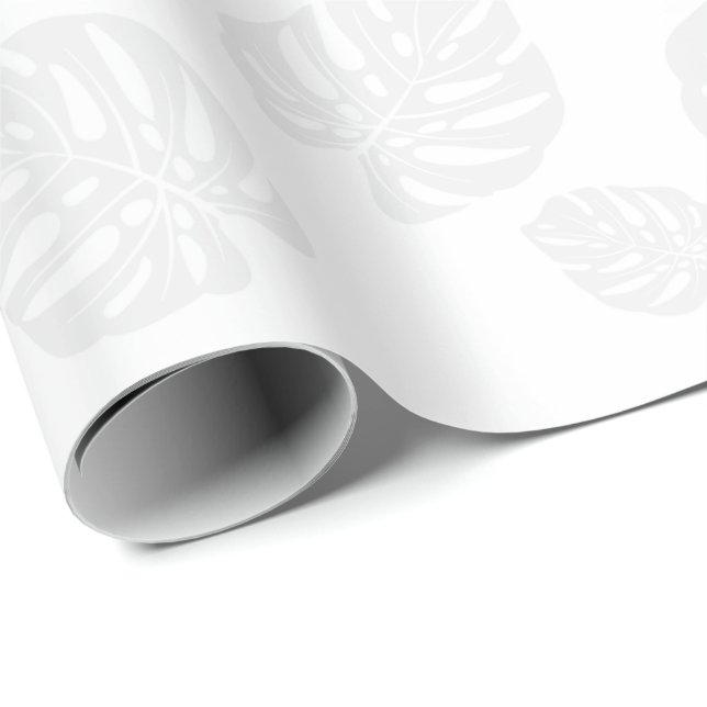Classic White Wrapping Paper Tropical Leaf (Roll Corner)