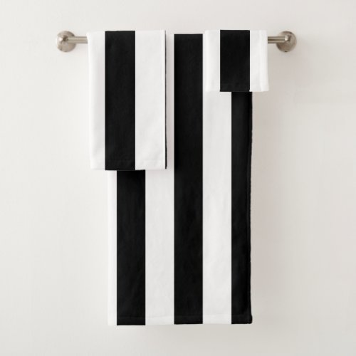 Classic Wide Stripes Black and White Bath Towel Set