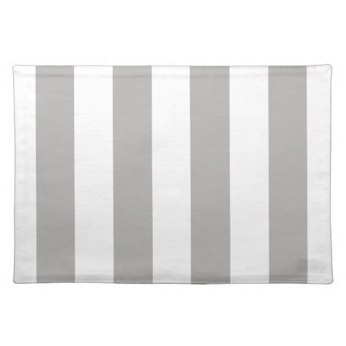 Classic Wide Stripes Gray and White Cloth Placemat