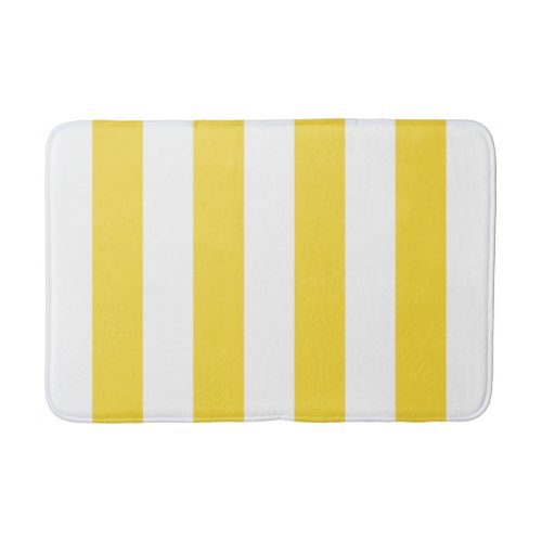 Classic Wide Stripes Lemon Yellow and White Bath Mat