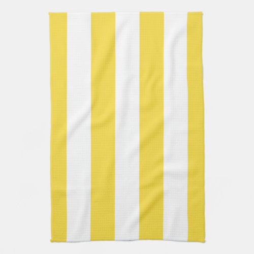 Classic Wide Stripes Lemon Yellow and White Kitchen Towel