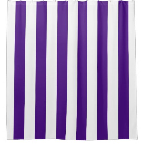 Classic Wide Stripes Purple and White Shower Curtain
