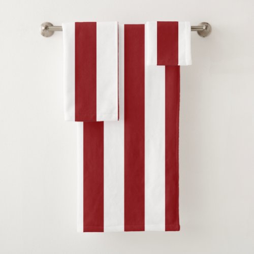 Classic Wide Stripes Red and White Bath Towel Set