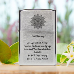 Classic Wild Blessings Quote Flower Mandala Zippo Lighter
