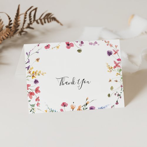 Classic Wild Colorful Floral Folded Wedding  Thank You Card