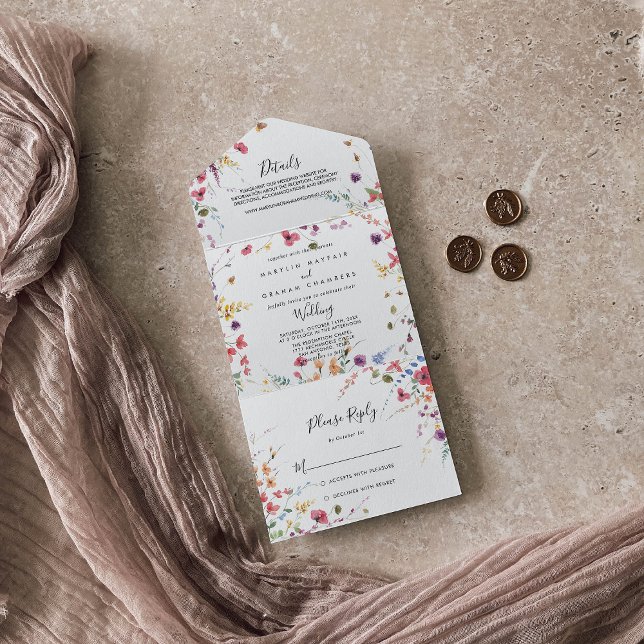 Classic Wild Colorful Floral Wedding All In One Invitation (Creator Uploaded)