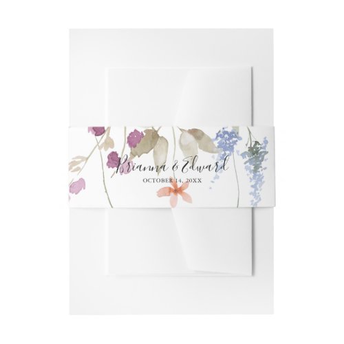 Classic Wild Colorful Floral Wedding Invitation Belly Band